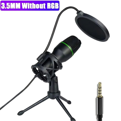 STONEGO Condenser Microphone Kit - RGB Lighting, Noise-Canceling, Tripod Stand, for Streaming, Gaming, Podcasts, and Recordings