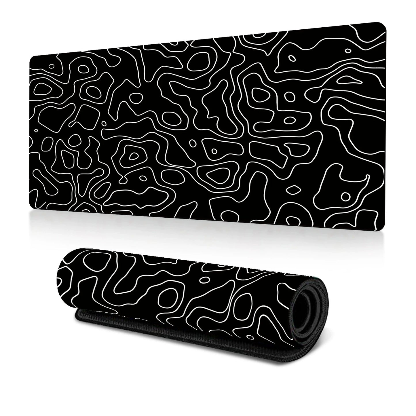 1Pcs Gaming Mouse Pad Large Keyboard Pad 31.5 x 11.8in Topographic Mouse Pad Black and White Mouse Pad for Keyboard with Anti-Sl